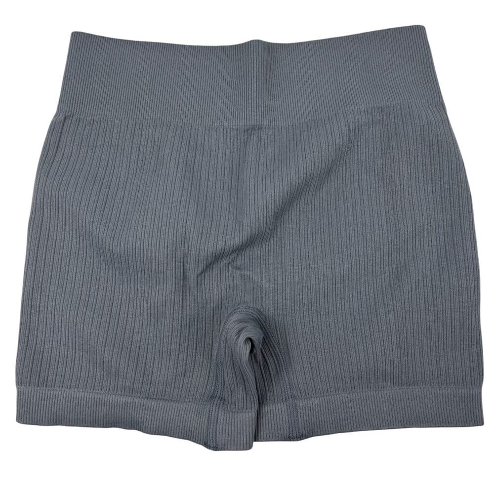 Ribbed Bike Shorts in Dark Gray with butt lifter Gym Active Yoga Workout, Small